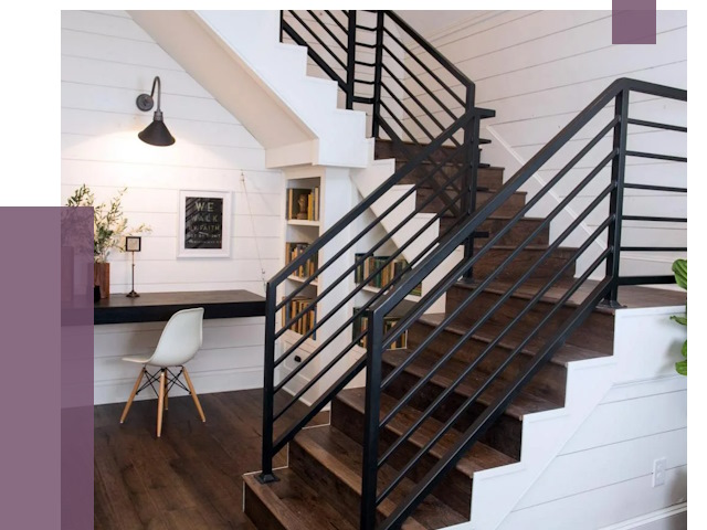 Перила для лестницы в доме в Кизилюрте от 7486 руб. — ПРОЛЁТ-Кзт