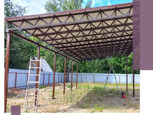 Односкатные навесы под ключ в Кизилюрте — изготовление и монтаж