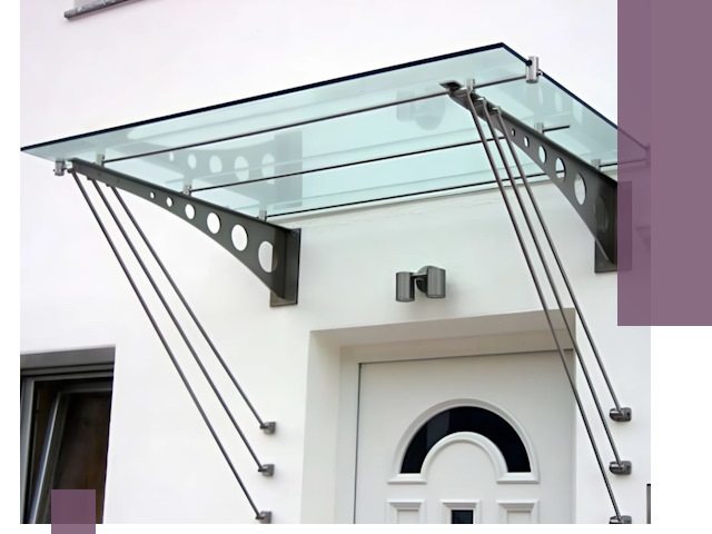 Козырьки над входом под ключ в Кизилюрте — изготовление и монтаж